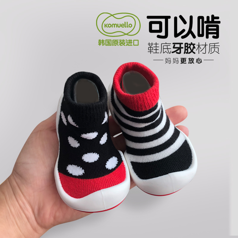 Южная Корея импортировала детскую обувь komuello для годовалых детей, весенне-осеннюю детскую обувь от 0 до 1 года, нескользящую обувь для малышей на мягкой подошве и носки