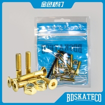 SUMMERSkate German Droshky hexagonal flat head electroplated double-warped skateboard screws gold bridge nails