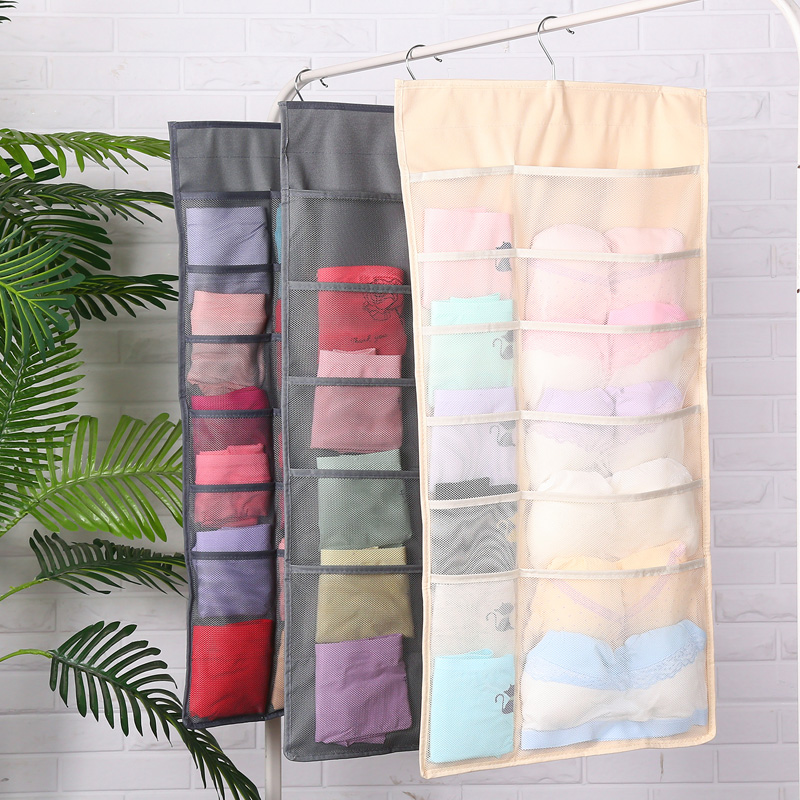 Underwear storage hanging bag double-sided hanging socks storage bag door rear storage wardrobe storage artifact fabric