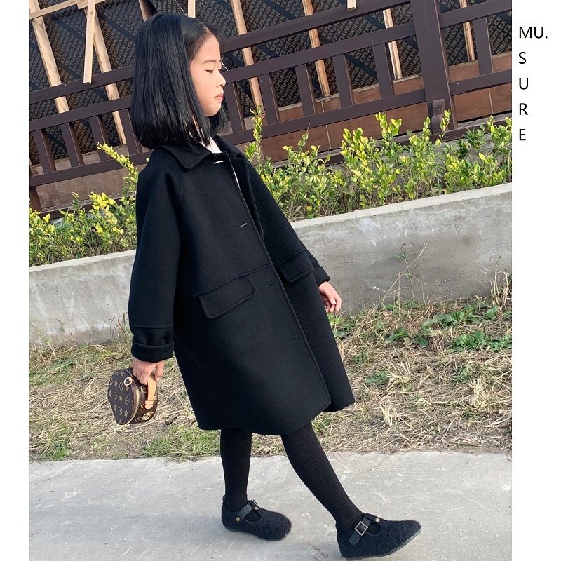 Big brand new products Double face cashmere big clothes Children's autumn and winter Korean version wool Boy girl among girls Long version jacket