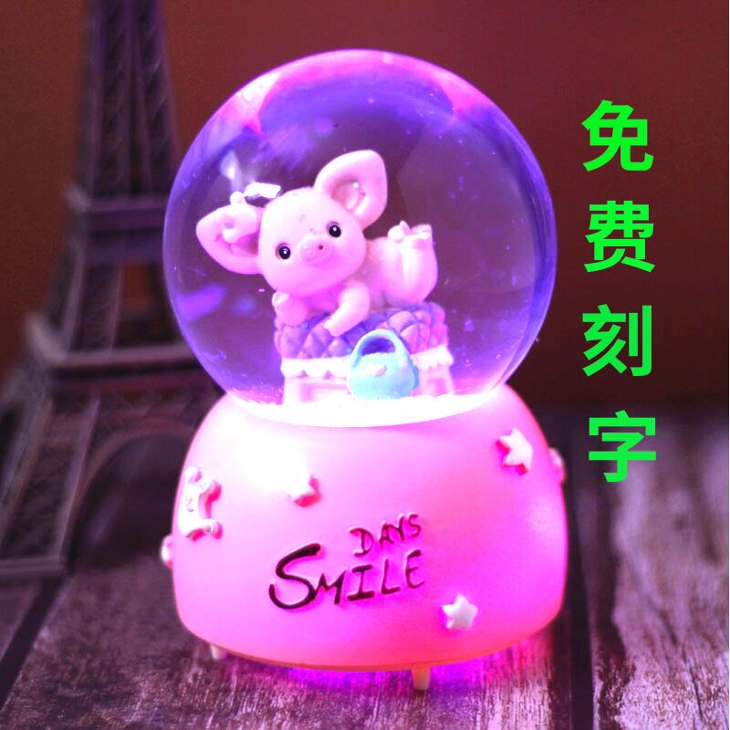 Rotating crystal ball music box Princess girl Girl June 1 Children's Day Snowflake Music Box Birthday gift ornament