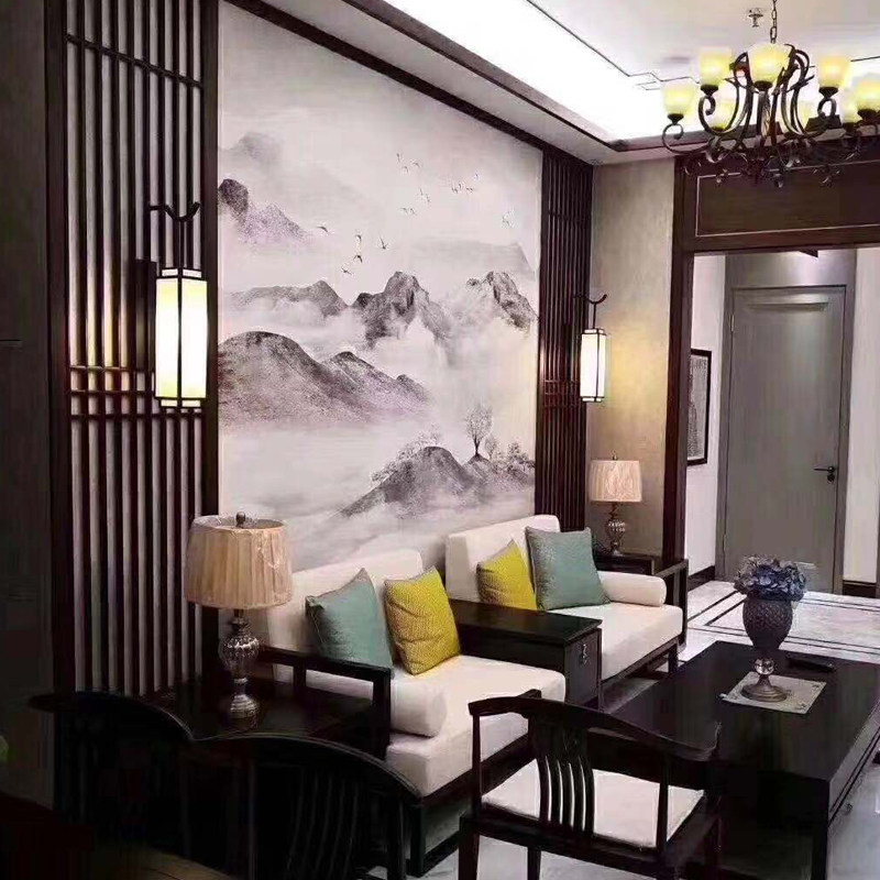 Dongyang flower lattice wood carving flower screen living room porch partition wood carving flower wood screen TV sofa background wall decoration