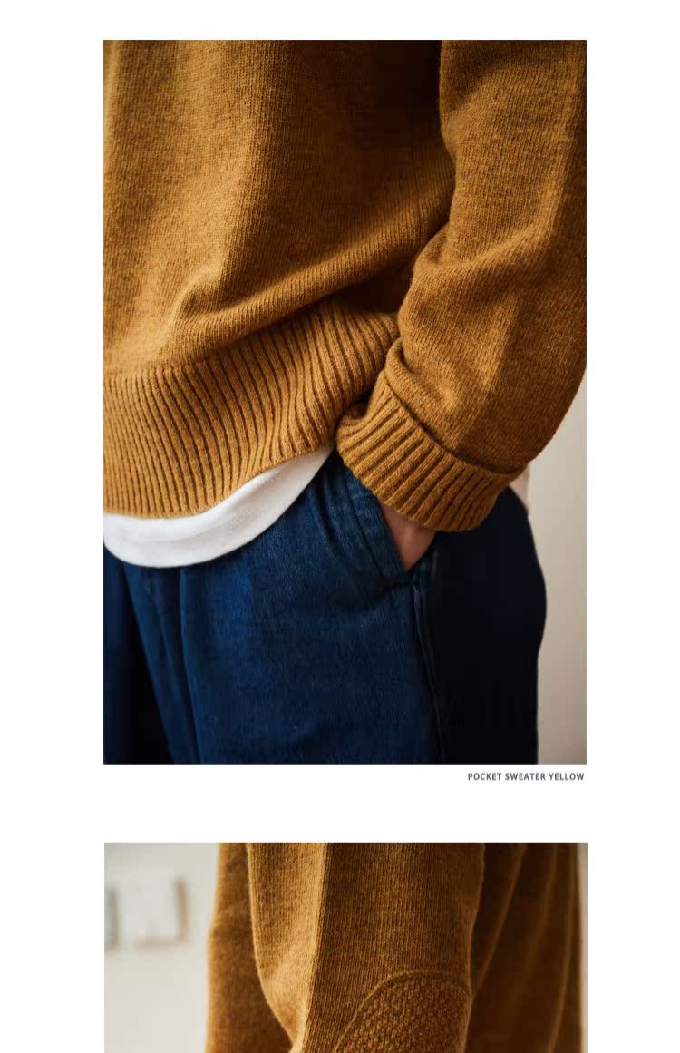 XEMZ 18AW Áo len len Vintage nhiều màu Joker Classic Pocket Wool Sweater quần áo nam