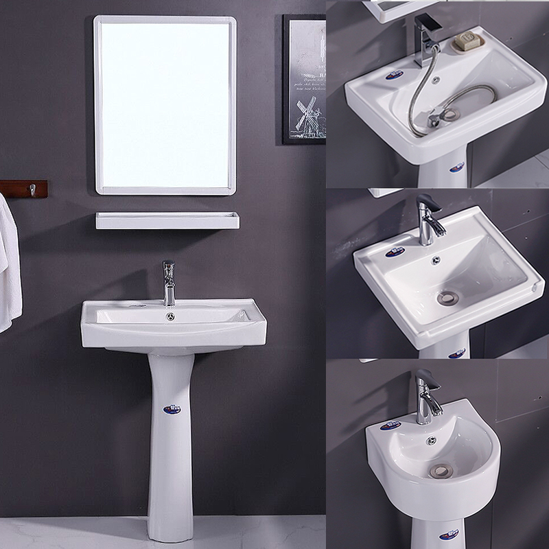 Floor-standing washbasin ceramic column basin integrated wash basin toilet washbasin small apartment balcony wash basin