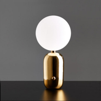 Light luxury post-modern glass round ball metal wind desk lamp designer model room decoration bedside lamp creative book room lamp