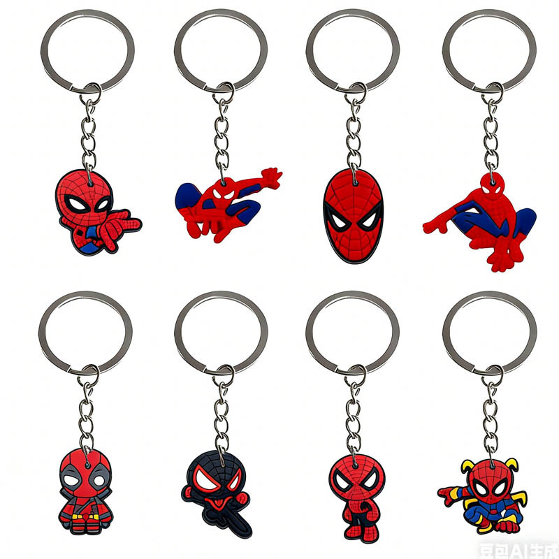 10 Spider-Man Keychains, Luggage Keychains, Pendant Keychains, Car Keychains, Pvc Soft Rubber Marvel Keychains