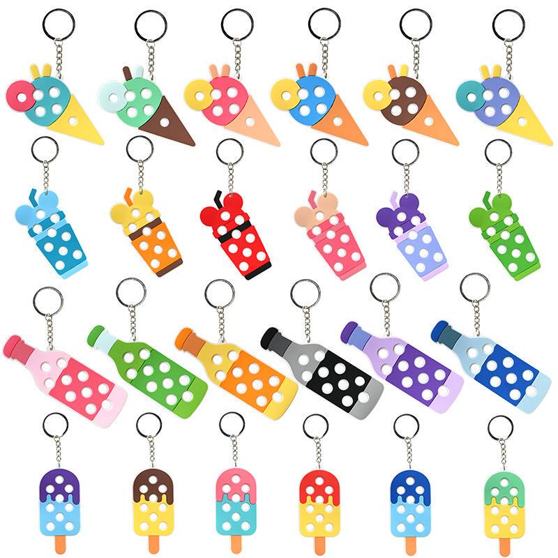 10 Ice Cream Milk Tea Keychains with 24 Styles of Macaron Shoe Flower Storage Soft Rubber Backpack Charms 10 Ice Cream Milk Tea Keychains with 24 Styles of Macaron Shoe Flower Storage Soft Rubber Backpack Charms