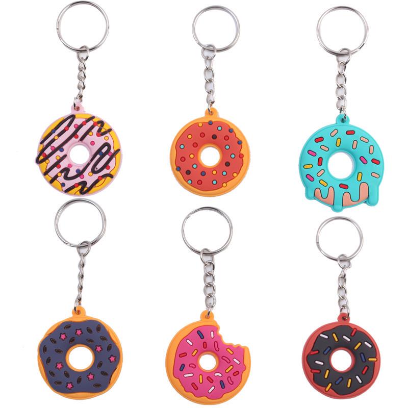 Donut Cartoon Keychain School Bag Pendant Accessory Pvc Soft Rubber