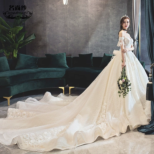 Свадебное платье, звездное небо для невесты, 2020, новая коллекция, открытые плечи, V-образный вырез