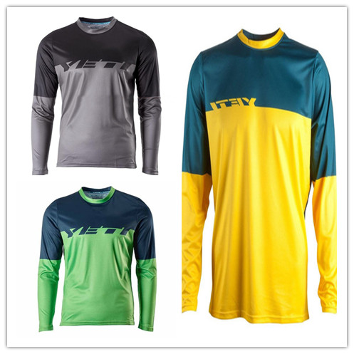 YETI downhill suit bicycle riding suit T-shirt summer long-sleeved quick-drying suit mountain bike suit riding breathable