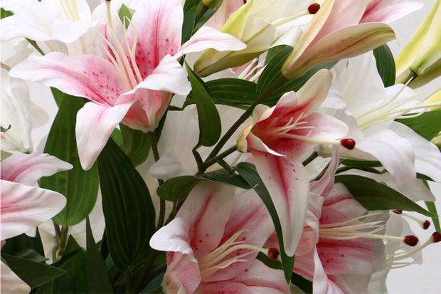Hoa giả hoa đơn 5 hoa chất lượng cao hoa huệ cắm hoa trang trí nghệ sĩ trang trí - Hoa nhân tạo / Cây / Trái cây hoa giả treo tường