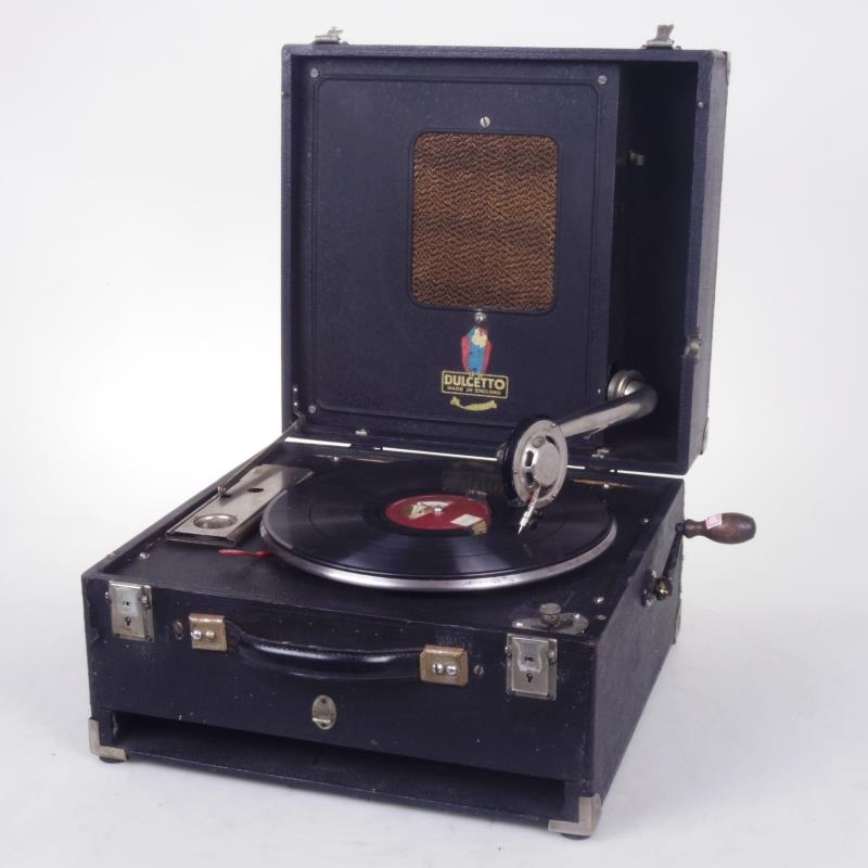 British old objects DULCETTO HAND CRANK 78 BLACK GLUED Gramms Record Machine Retro Rare Collection Nostalgia