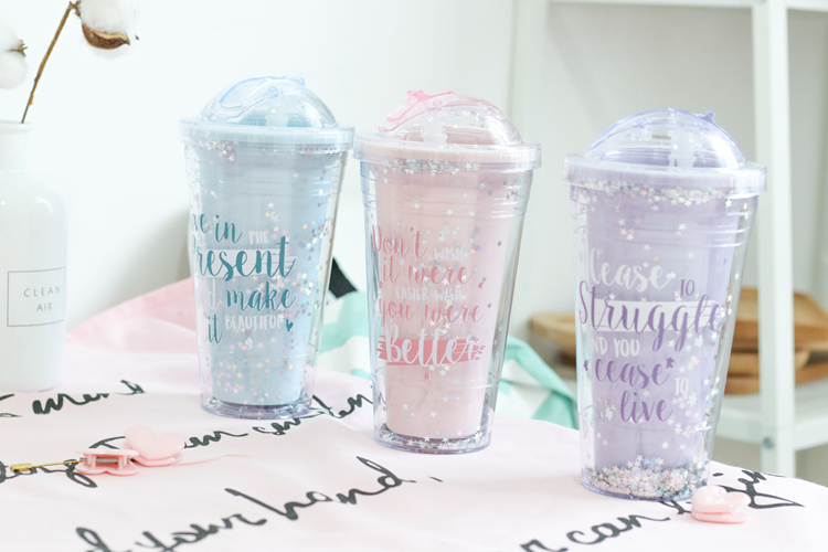 Phiên bản tiếng Hàn của ly sippy tươi cầm tay dễ thương nữ sinh viên bằng nhựa tay cốc có dung tích lớn - Tách bình đựng nước lock&lock