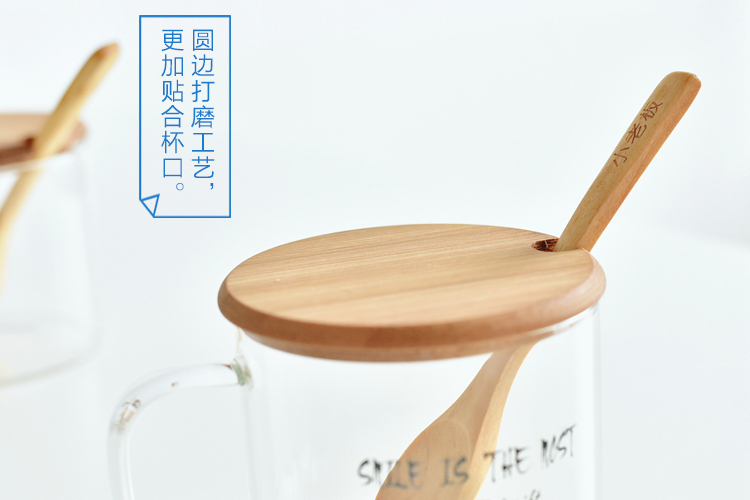 Tinh khiết rắn gỗ cốc thủy tinh cốc thủy tinh chống bụi bìa cốc cốc nắp cốc cà phê nắp thủy tinh nắp tre - Tách bình giữ nhiệt cute
