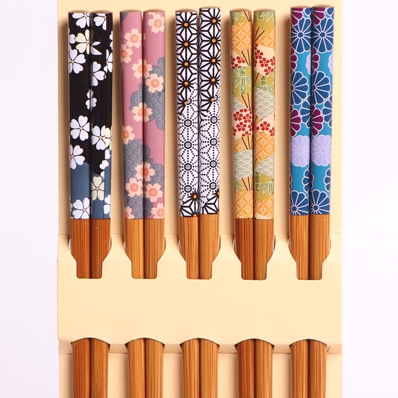 Japan Imported Stone Fields Bamboo Chopsticks 5 10 Double gift boxes for home anti-slip days Pointed Four-season Banquet Color chopsticks