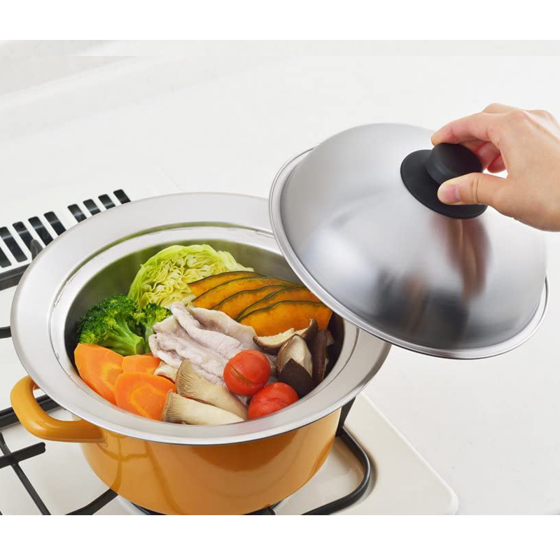 Japan Yoshikawa stainless steel steamer steamer steamer grate steamer plate Household multi-function elevated steamer with lid set