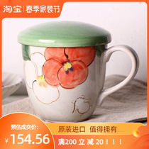 Japan Import Seto Burn Ceramic Mark Cup With Lid Filter Tea Cup Japan Style Dance Pottery Gallery Handmade Art Rabbit Water Cup