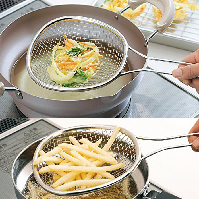 Japan Lower village 304 stainless steel drain net spoon oil residue mixed with spoon Vegetable Soy Milk Filter Screen Fried Filter Oil Net