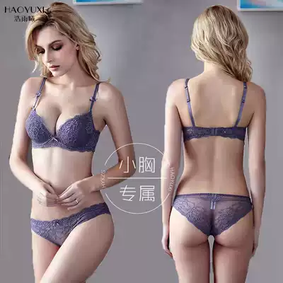 Haoyu Xi suit sexy purple underwear adjustment type gathering deep V bra lace on small chest ladies bra