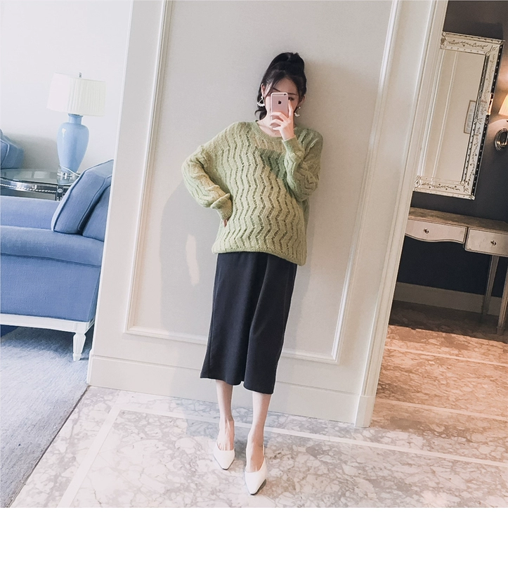 Trang phục bà bầu 2018 mùa thu mới phiên bản Hàn Quốc của quần lửng màu dày giúp phụ nữ mang bầu nóng bỏng cho mẹ.