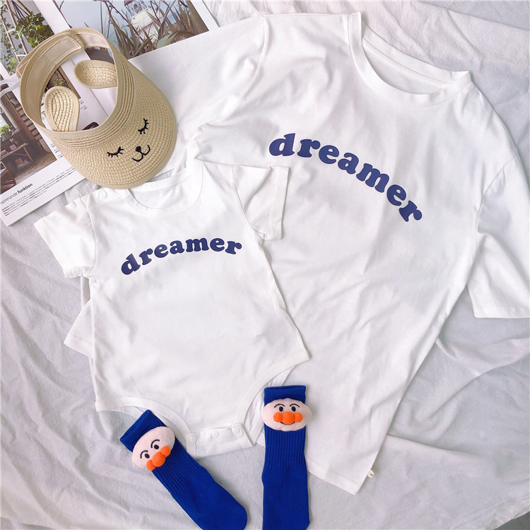 六一儿童节亲子装夏婴儿母子装父子装薄棉短袖哈衣三角包屁衣T恤