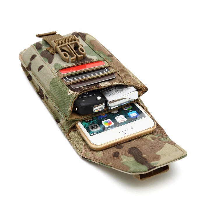 1000D nylon outdoor double layer 7 inch mobile phone bag Molle tactical purse wallet bank card ID holding bag