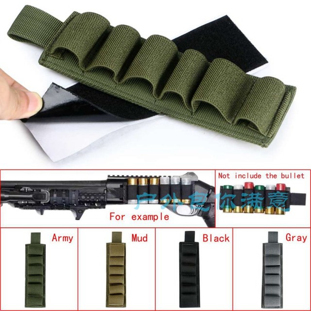 ພັດລົມທະຫານກາງແຈ້ງ 5/6 ຮູ 12GA cartridge case fixed set toy gun butt adhesive Velcro backpack tool storage sticker