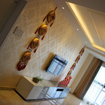 Ethnic style embroidered bamboo garden hanging decoration New Year festive pendant Restaurant living room entrance TV background wall hanging