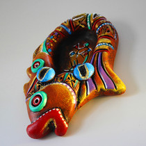 Yunnan ethnic gifts heavy color pottery large size year fish ashtray Dongba handicraft gift for boyfriend