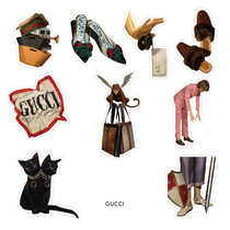 Trendy brand gucci illustration suitcase stickers trolley case stickers skateboard ipad notebook waterproof stickers including 34 sheets