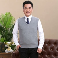 Mùa xuân và mùa thu mới trung niên áo len nam vest vest cổ chữ V áo len cardigan nam