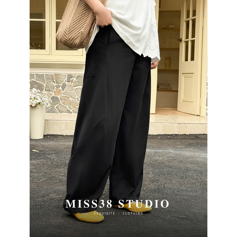 Plus Size Women's Clothing [Relaxed Scimitar Pants] Summer Design for Chubby Women 100kg Loose Casual Wide-Leg Pants That Cover the Body