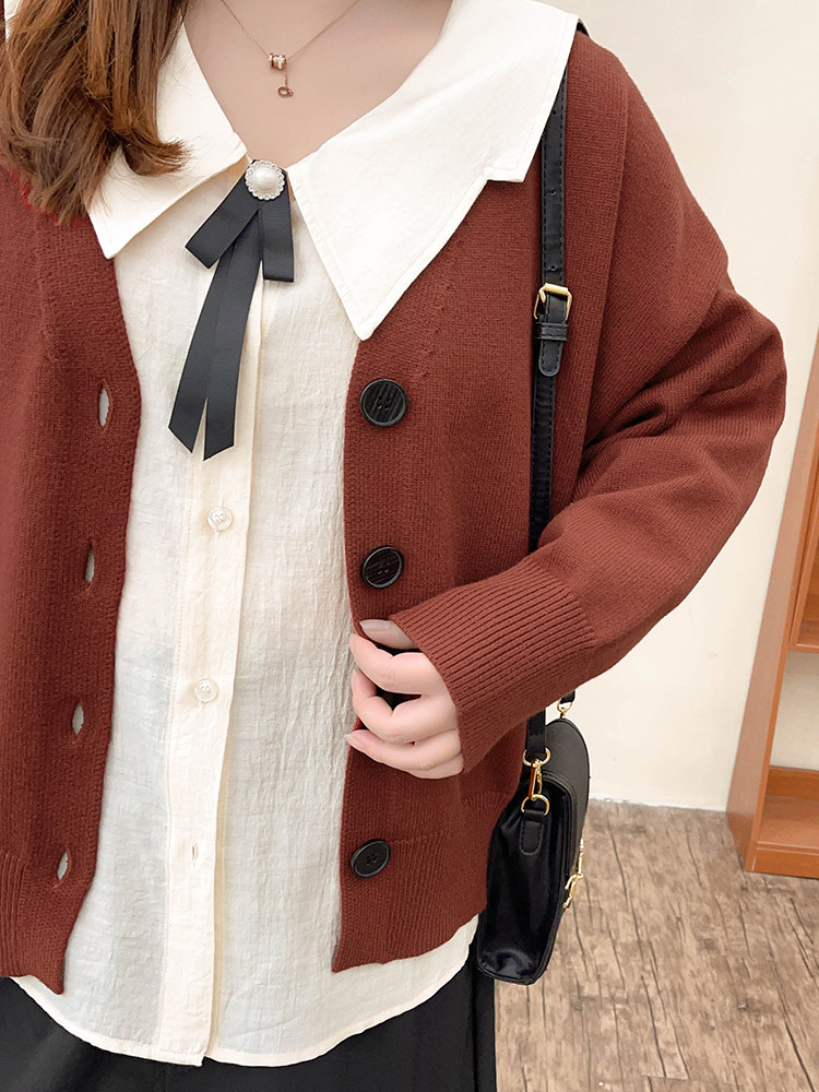 【The Gentleness of Autumn】Lazy Style Loose Knit Cardigan Versatile Casual 100kg Plus Size Cardigan