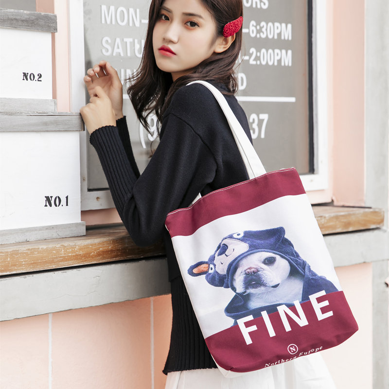 Han Edition Little Qing Canvas Single Shoulder Pack in Simple Hakuku Large Capacity Shopping Bag Student Clothing Pack