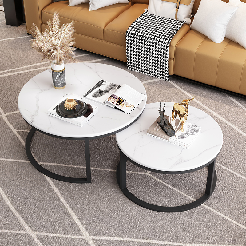 Italy imported slate coffee table small apartment light luxury modern minimalist living room round side table marble home
