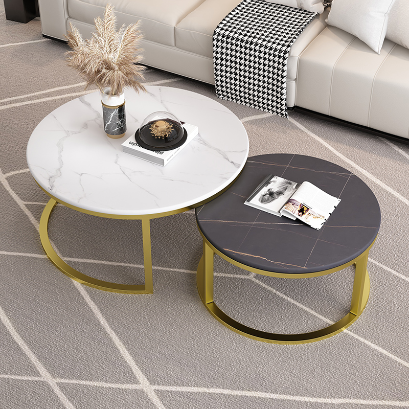 Italy imported slab coffee table small apartment light luxury modern simple living room round side table marble home