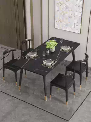Italian minimalist rock board table household small apartment modern simple marble dining table and chair combination Nordic dining table
