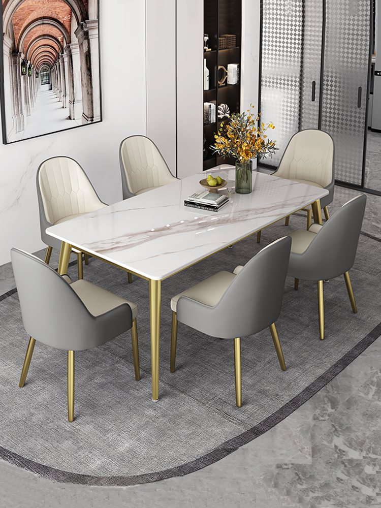 Imported slate dining table home small apartment rectangular light luxury modern minimalist dining table dining chair combination light