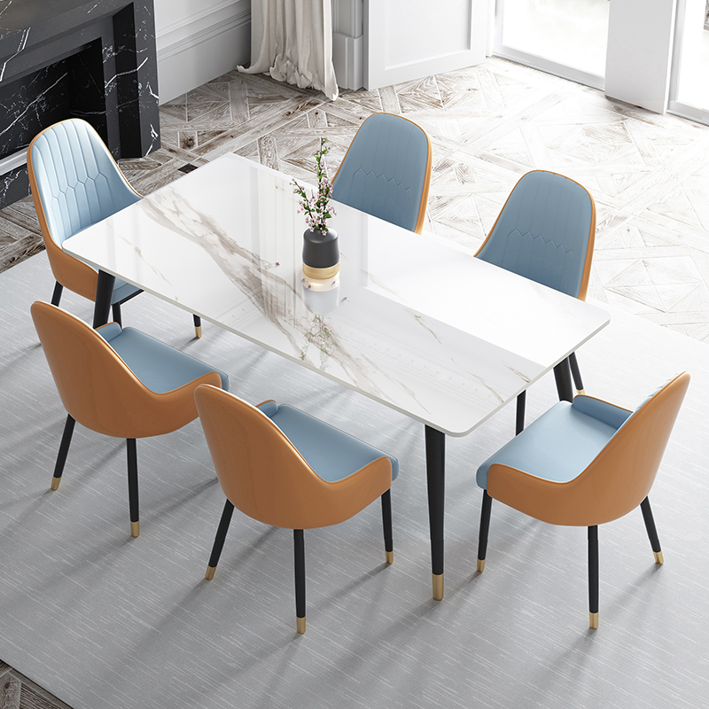 Italy imported bright slate dining table household small apartment simple modern light luxury dining table and chair combination marble