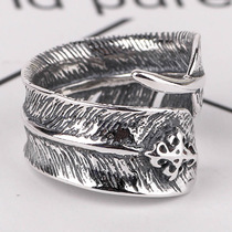 Chuo Chuanxing children Chuo Tongan ring finger Blade S925 Feather Cross Ring Fashion Trend