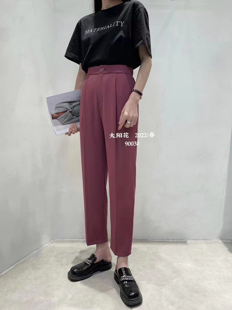 Fire Dragon Fruit Color Pants Woman Tightness Waist Pituitary Pants High Waist Display Slim Casual Pants West Pants Little Guy 90% Pants