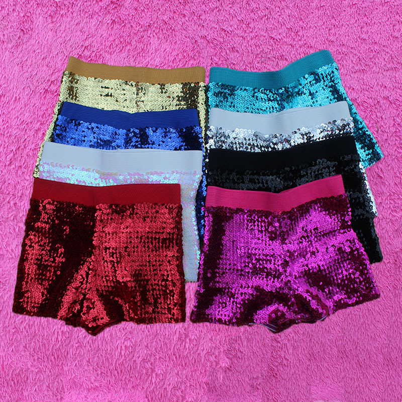 2022 New Sexy Nightclub Stage European and American Style Women's Autum Bright Red Sequined Elastic Slim Shorts