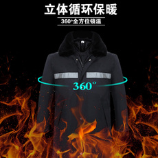 Спецодежда 保安服冬装加厚保安工作服棉衣棉袄多功能返光条棉服男加厚防寒服