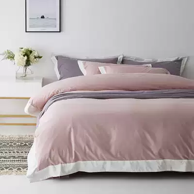 Winter light brushed four-piece cotton pure cotton bed four-piece European light brushed solid color bed single quilt cover quilt cover