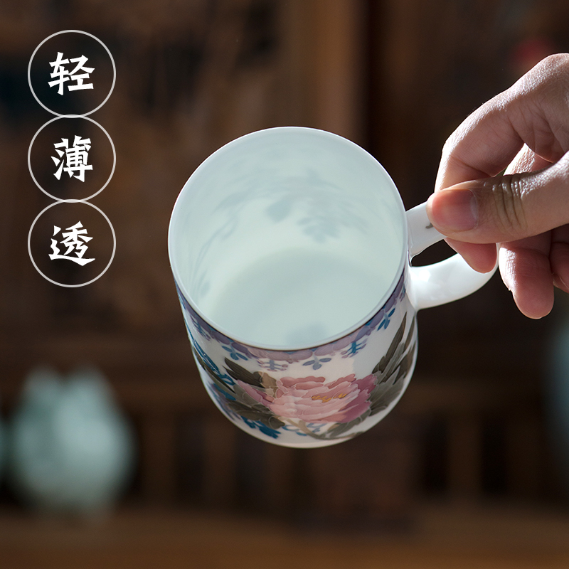 Thousand red color under the liling glaze porcelain up hand - made ceramic cup with cover straight cup tea cup cup suit gift box