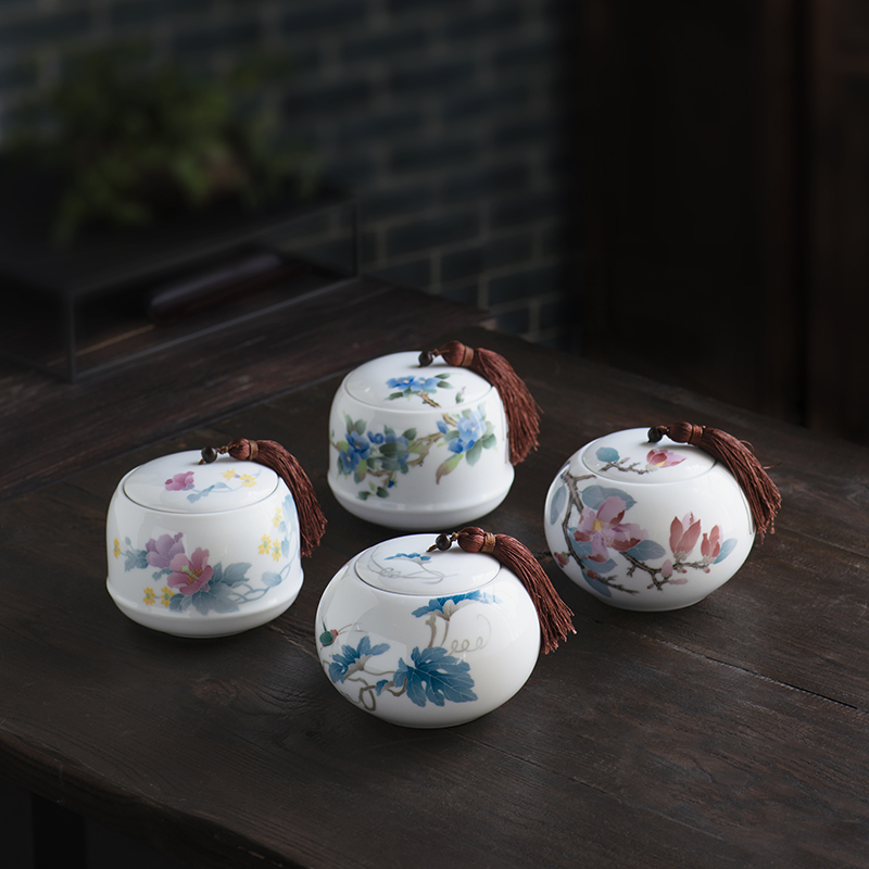 Next thousand red up with glaze color caddy fixings ceramic seal cylinder storage tanks moistureproof large household pu 'er tea gift boxes