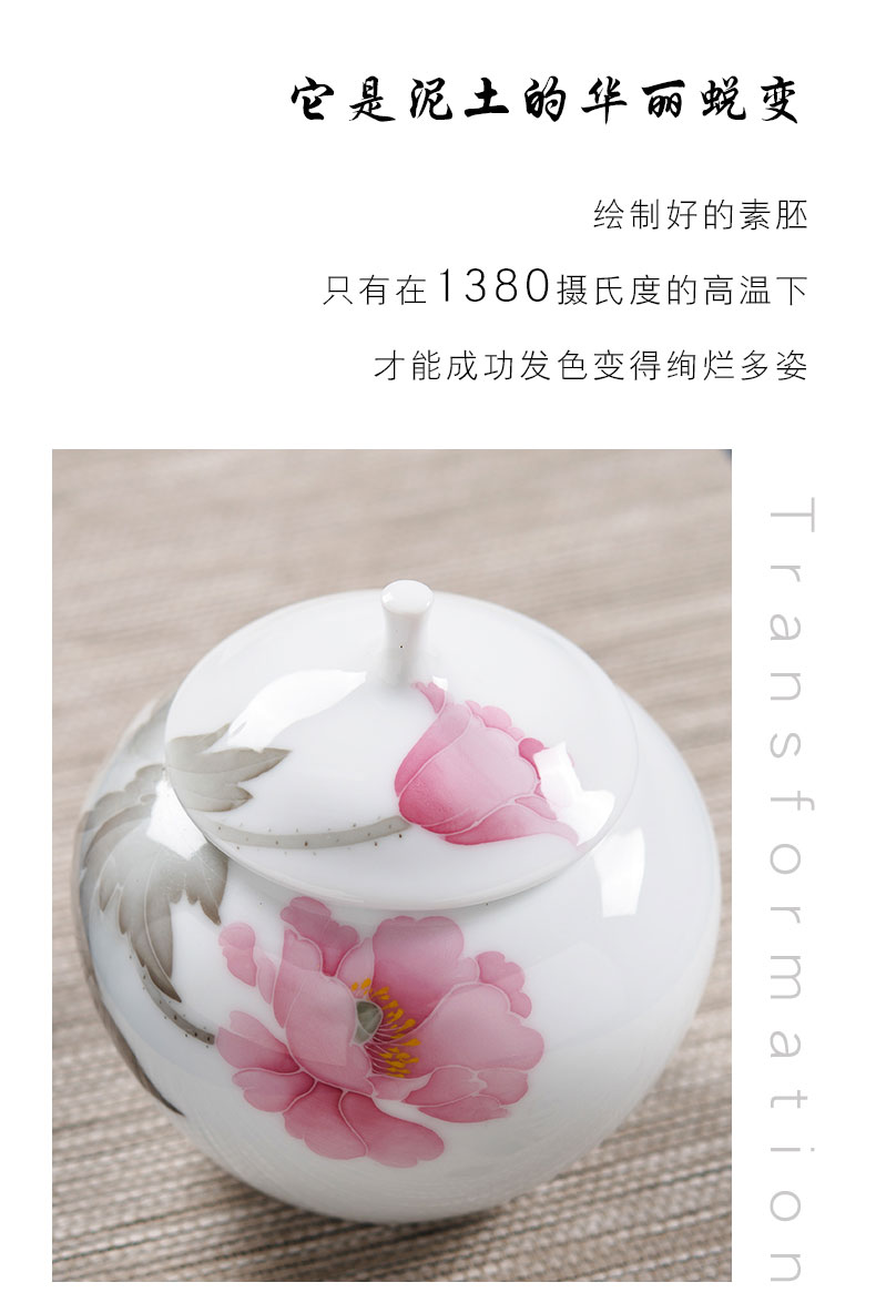 Thousand red up caddy fixings ceramic seal tank moistureproof tea boxes portable small POTS hand - made creativity under the glaze color storage tanks