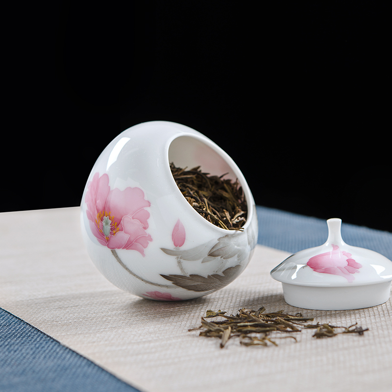 Thousand red up caddy fixings ceramic seal tank moistureproof tea boxes portable small POTS hand - made creativity under the glaze color storage tanks