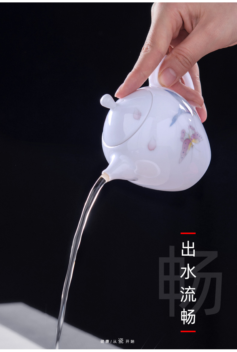 Thousand red up liling porcelain ceramic kung fu tea pot small single pot of household pure hand draw colorful teapot white porcelain glaze