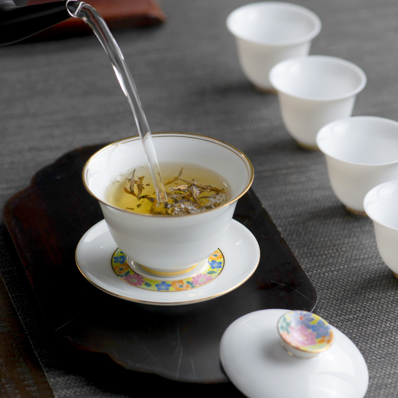 Pure manual only three tureen a single large ceramic cups kung fu tea teapot them thin body cover cup home